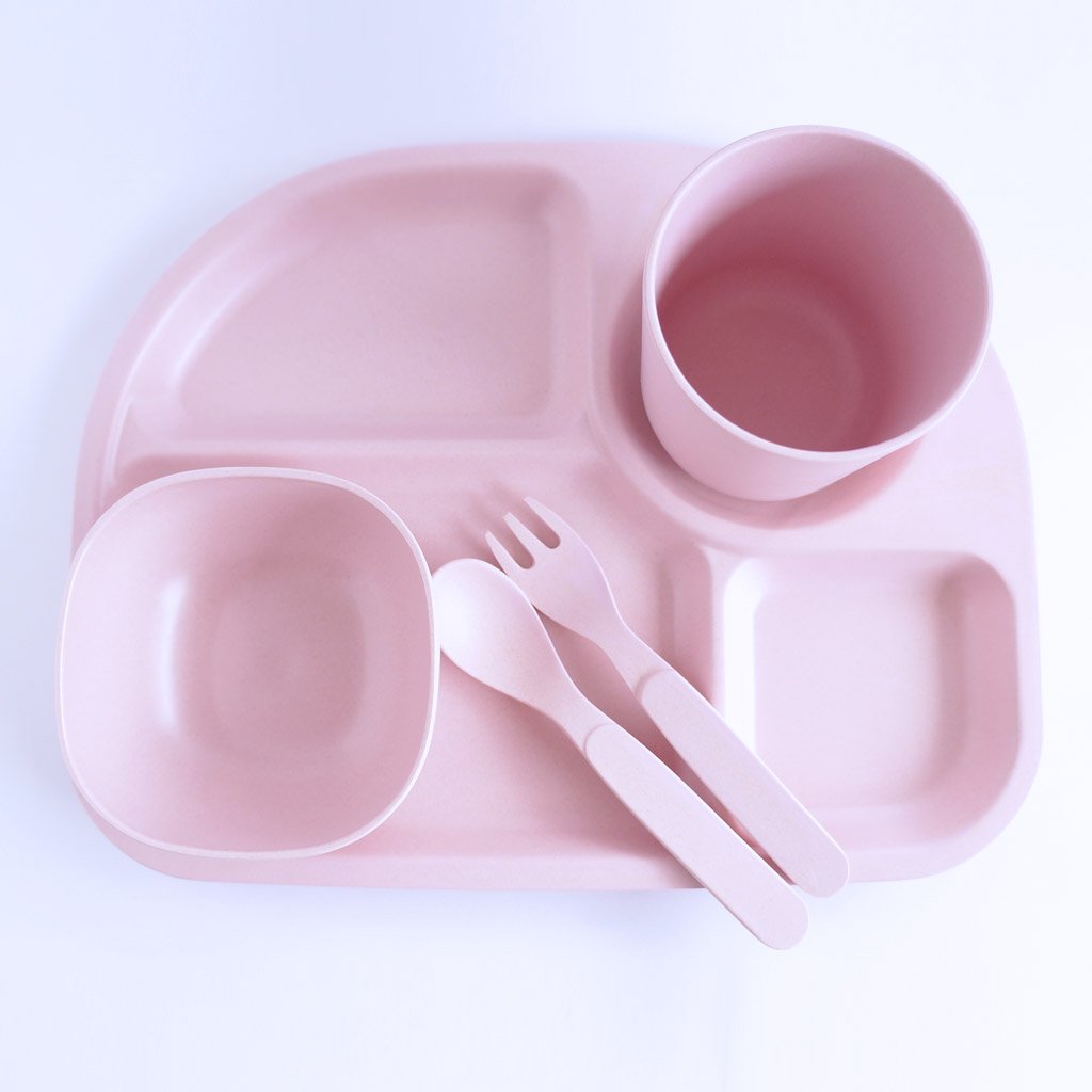 LimaLimes Bamboo Divided Plate Set - Pink